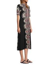The Janie Favorite Geometric Mock Turtleneck Midi-Dress