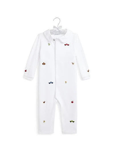 Baby Boy's Embroidered Interlock Coverall