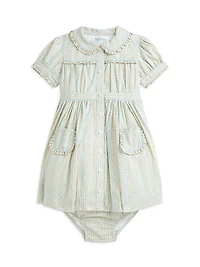Baby Girl's Floral Striped Shirtdress & Bloomers Set