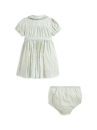 Baby Girl's Floral Striped Shirtdress & Bloomers Set