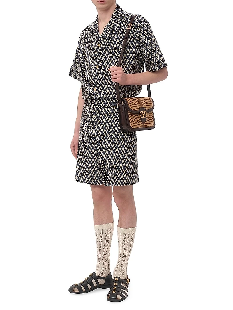 Cotton Popeline Bermuda Shorts with Toute La V Print