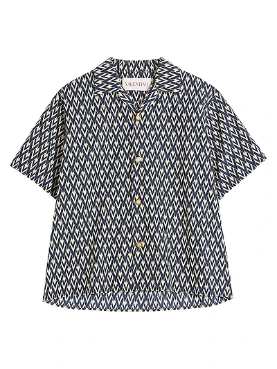 Cotton Popeline Bowling Shirt with Toute La V Print