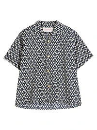 Cotton Popeline Bowling Shirt with Toute La V Print