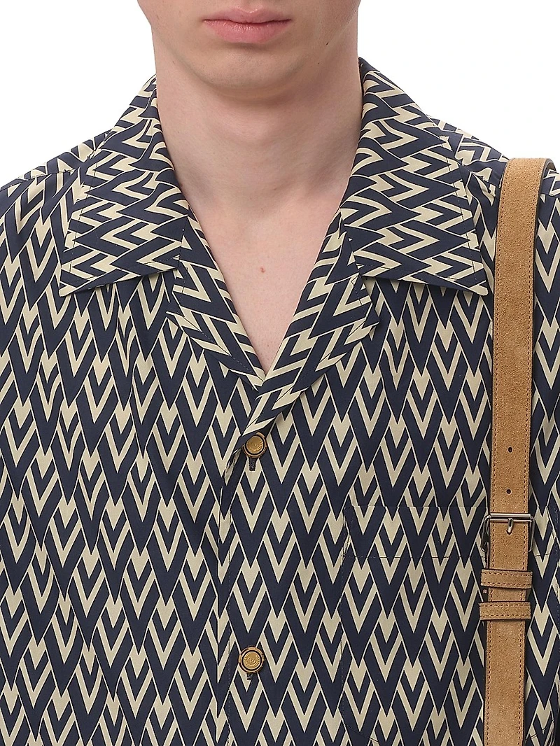 Cotton Popeline Bowling Shirt with Toute La V Print