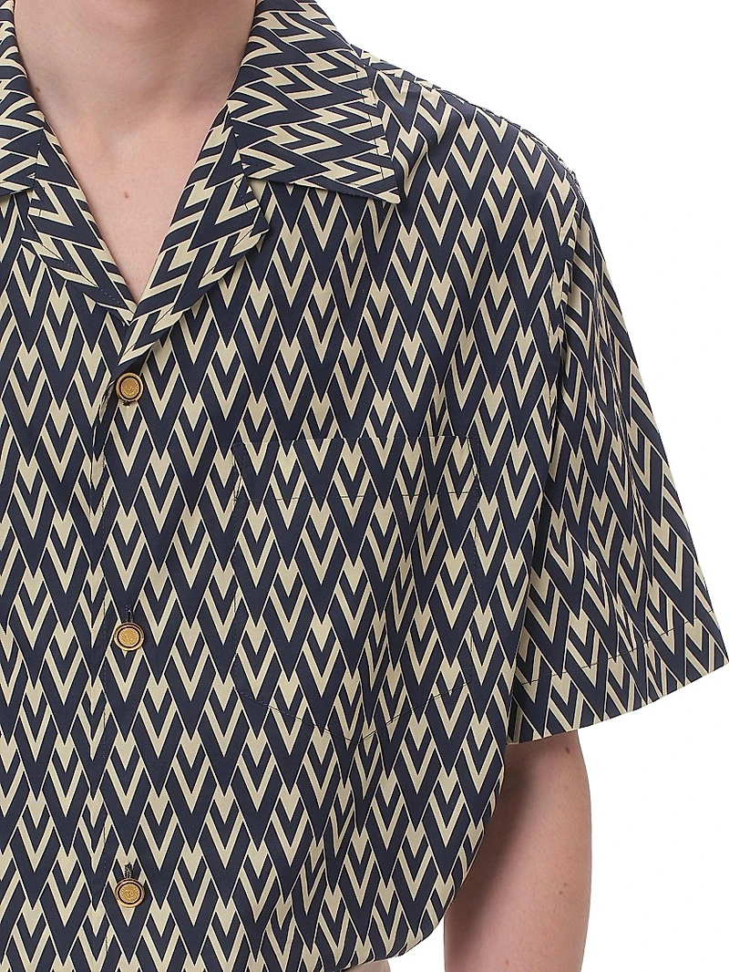 Cotton Popeline Bowling Shirt with Toute La V Print