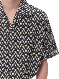 Cotton Popeline Bowling Shirt with Toute La V Print