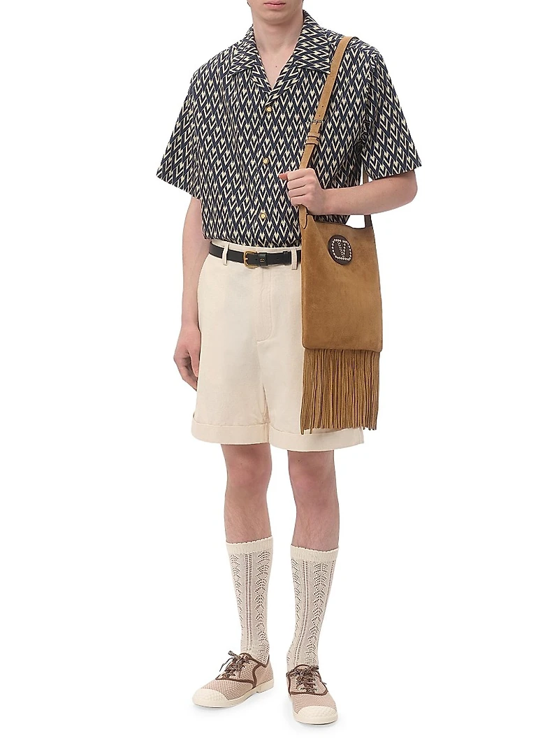 Cotton Popeline Bowling Shirt with Toute La V Print