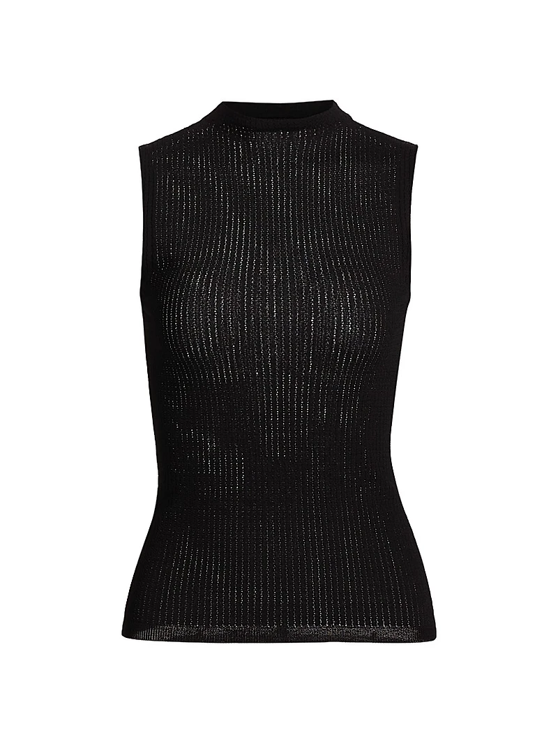 Molly Mock Turtleneck Semi-Sheer Sleeveless Top