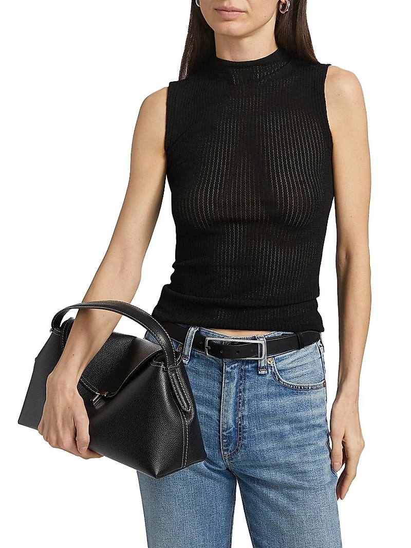 Molly Mock Turtleneck Semi-Sheer Sleeveless Top