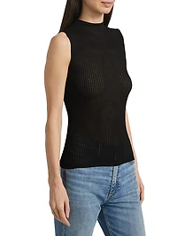 Molly Mock Turtleneck Semi-Sheer Sleeveless Top