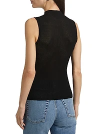 Molly Mock Turtleneck Semi-Sheer Sleeveless Top
