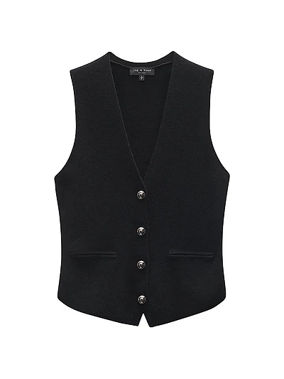Ella Wool-Blend Button-Front Vest