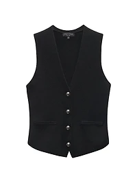 Ella Wool-Blend Button-Front Vest