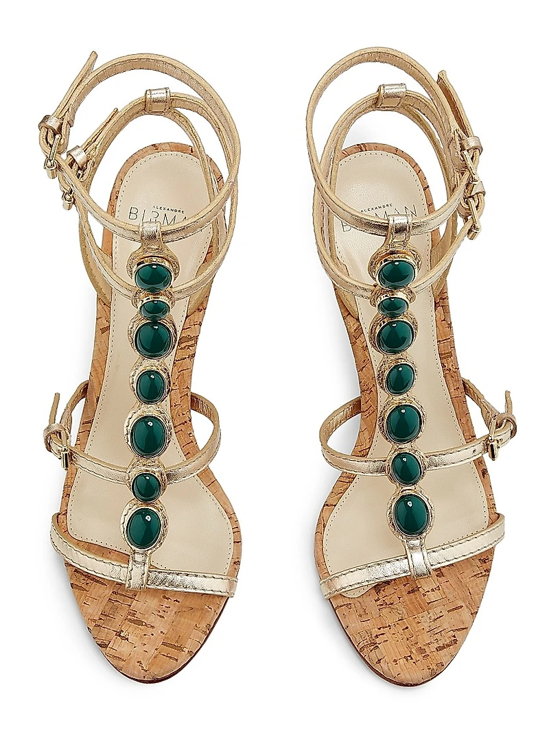 Jade Sandal 85MM Embellished Metallic Leather Sandals