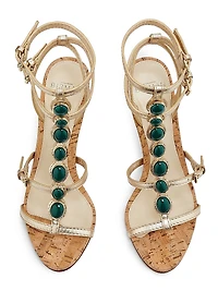 Jade Sandal 85MM Embellished Metallic Leather Sandals