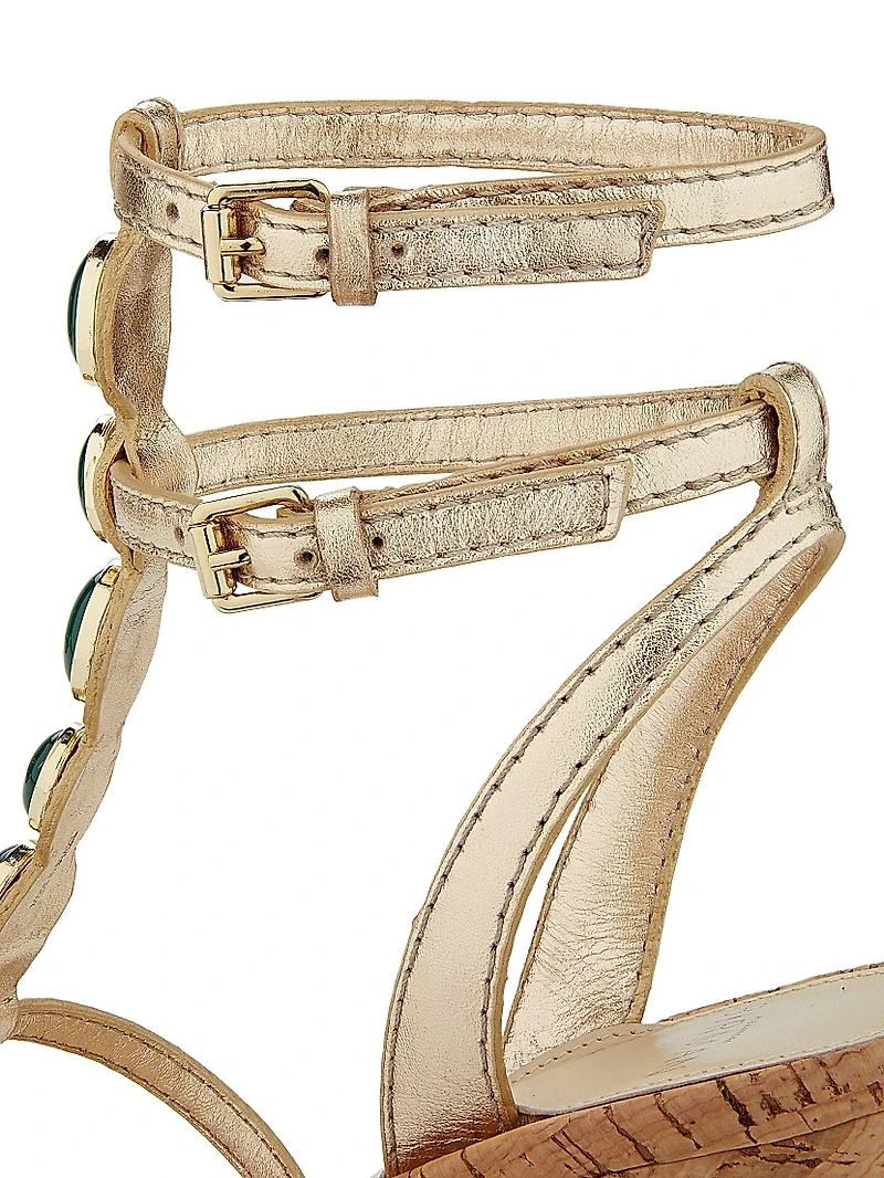 Jade Sandal 85MM Embellished Metallic Leather Sandals