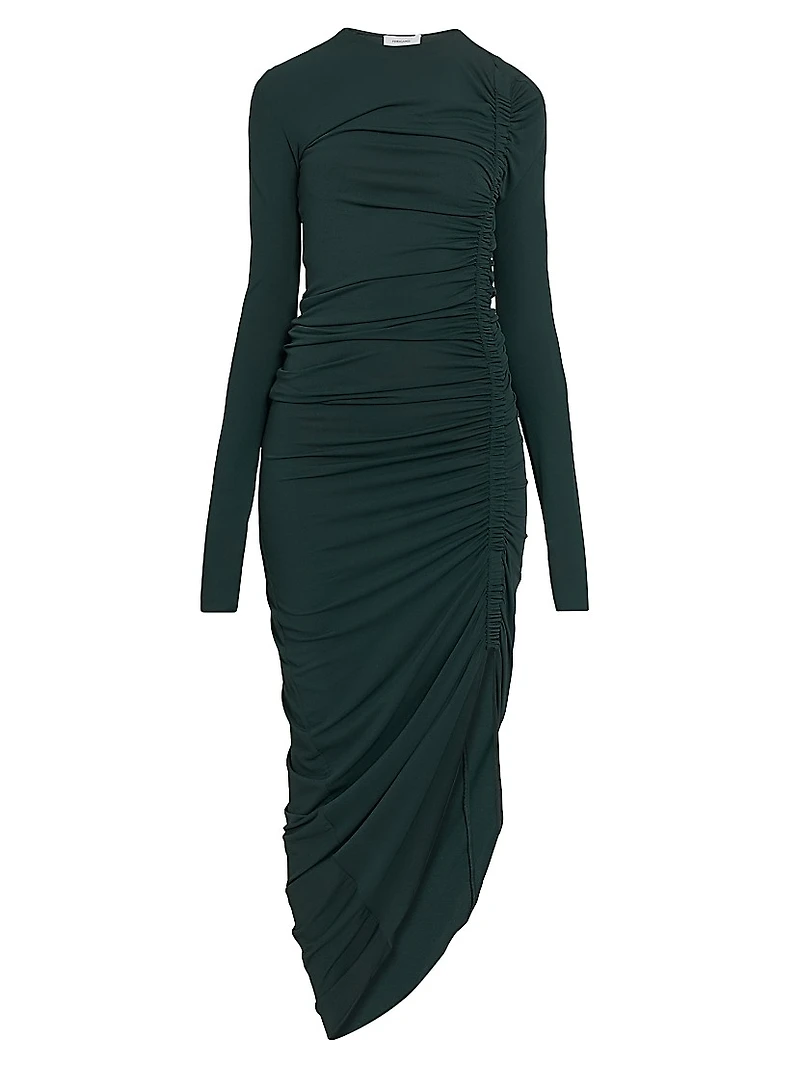 Crêpe Jersey Ruched Midi-Dress