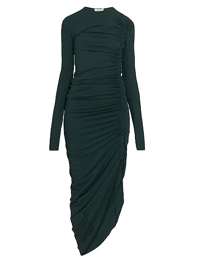 Crêpe Jersey Ruched Midi-Dress
