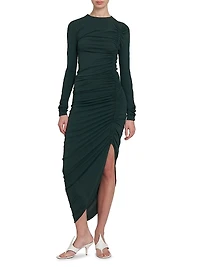 Crêpe Jersey Ruched Midi-Dress
