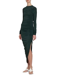 Crêpe Jersey Ruched Midi-Dress