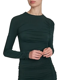 Crêpe Jersey Ruched Midi-Dress