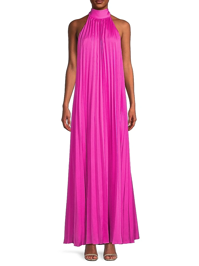 Beverly Pleated Halter Maxi Dress