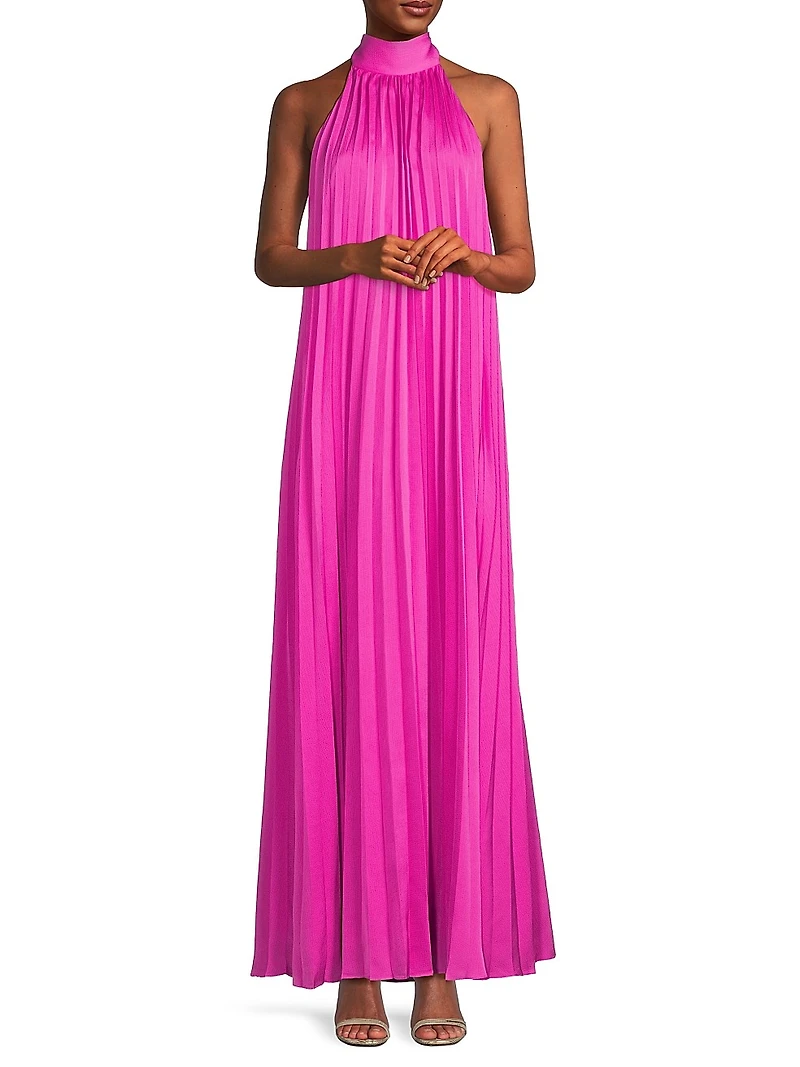 Beverly Pleated Halter Maxi Dress