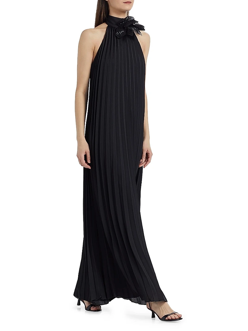 Blakely Pleated Halterneck Gown