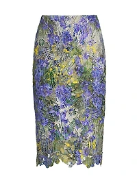 Remy Floral Lace Pencil Knee-Length Skirt