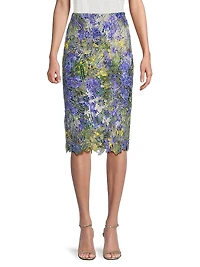 Remy Floral Lace Pencil Knee-Length Skirt