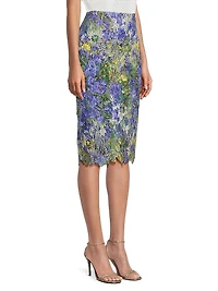 Remy Floral Lace Pencil Knee-Length Skirt
