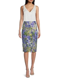 Remy Floral Lace Pencil Knee-Length Skirt