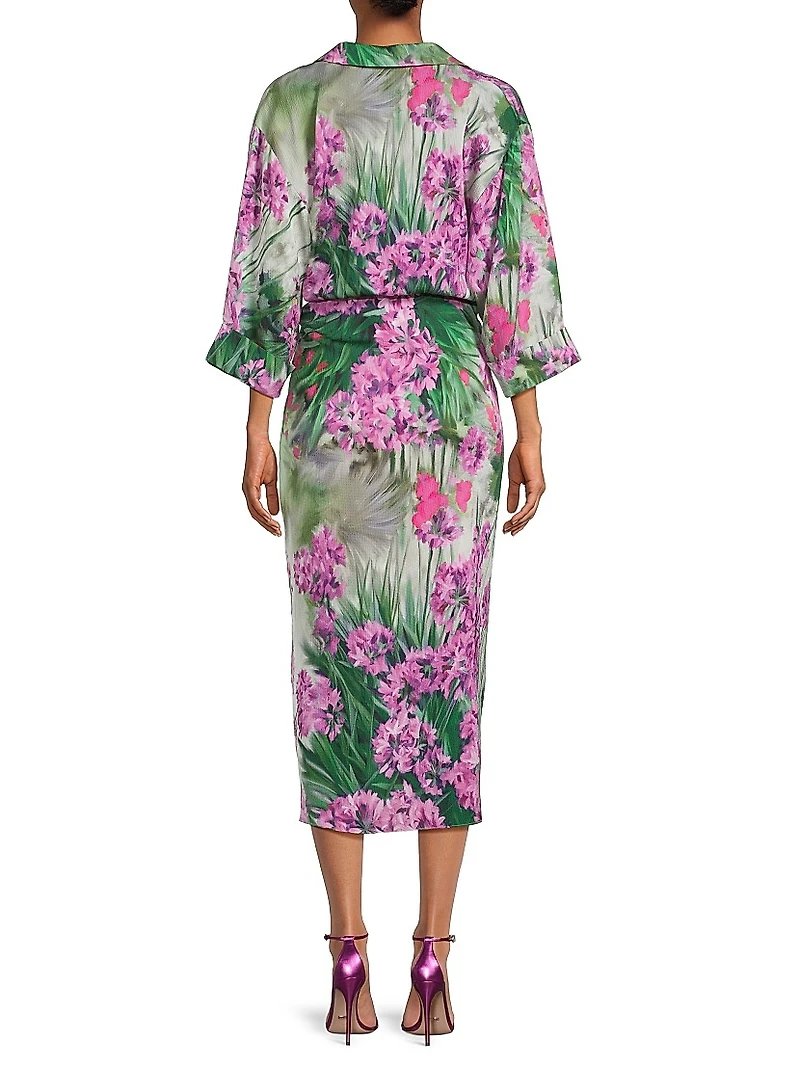 Kynlee Floral Tie-Waist Shirtdress