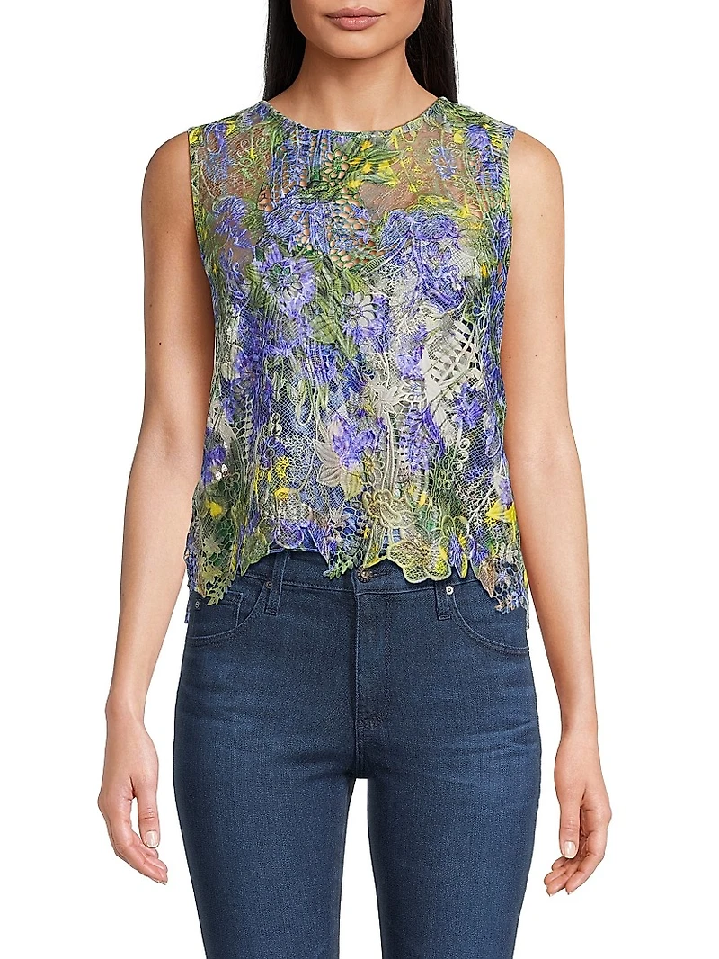Charli Floral Lace Sleeveless Blouse