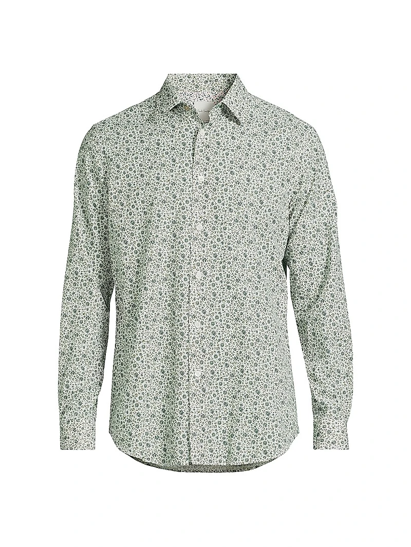 Tailored Printed Button-Front Shirt