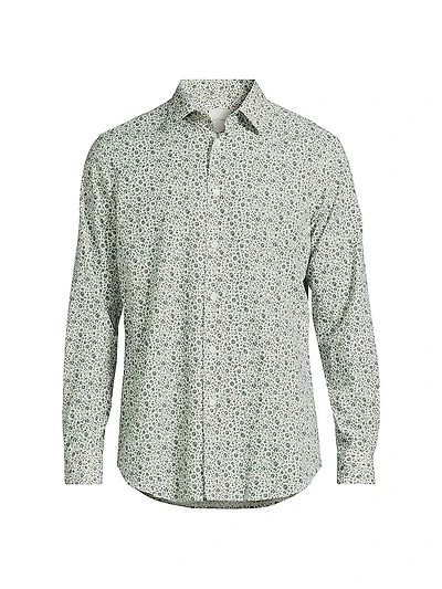 Tailored Printed Button-Front Shirt