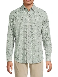 Tailored Printed Button-Front Shirt