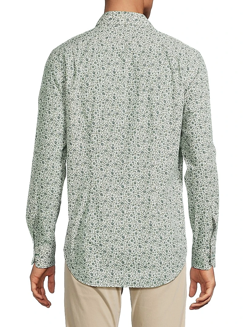 Tailored Printed Button-Front Shirt
