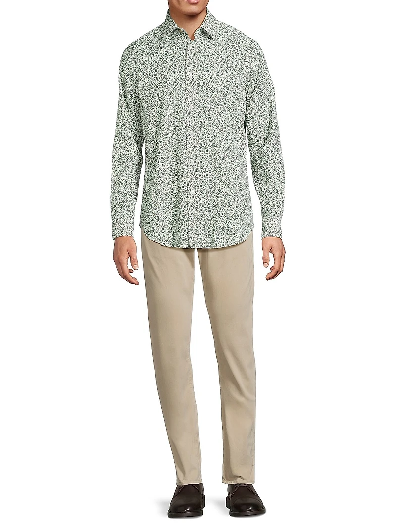 Tailored Printed Button-Front Shirt
