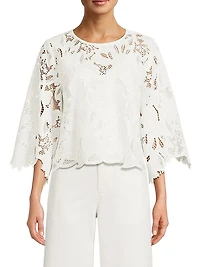 Vienna Lace Three-Quarter Sleeve Blouse