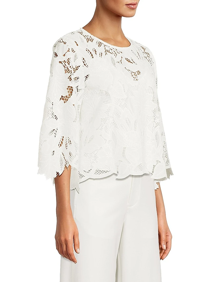 Vienna Lace Three-Quarter Sleeve Blouse