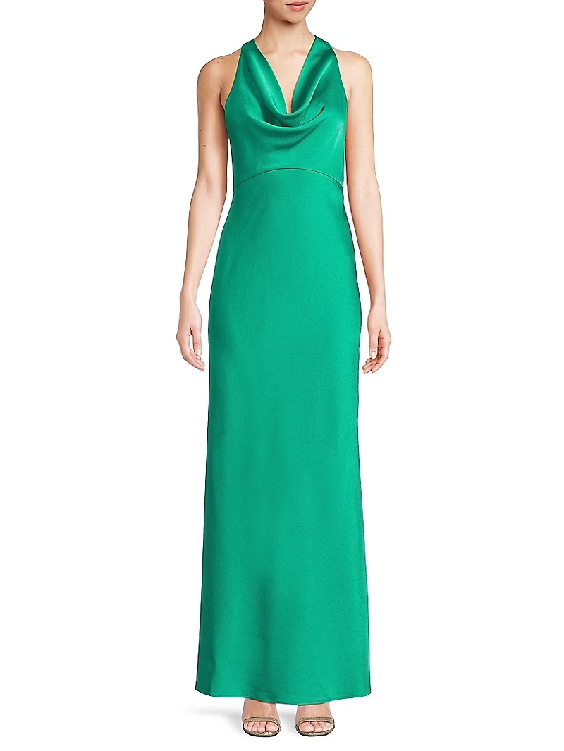 Katniss Satin Cowlneck Maxi Dress
