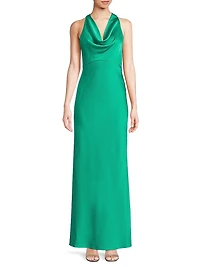 Katniss Satin Cowlneck Maxi Dress