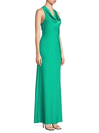 Katniss Satin Cowlneck Maxi Dress