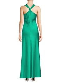 Katniss Satin Cowlneck Maxi Dress