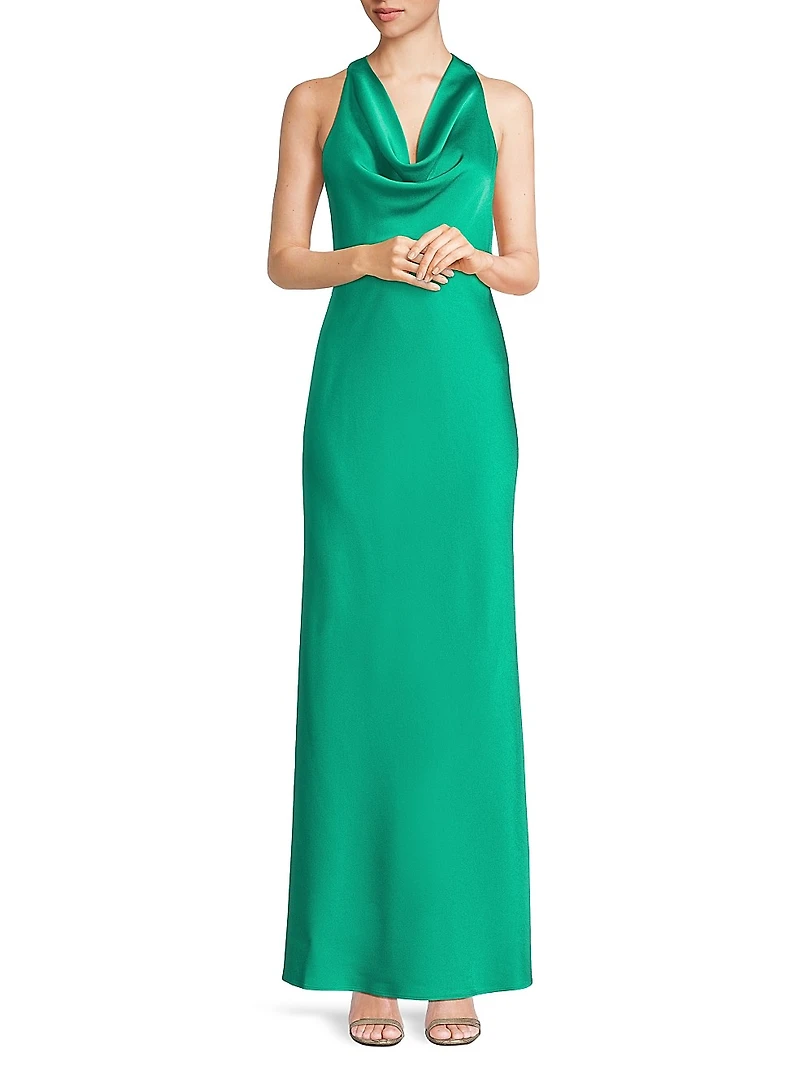 Katniss Satin Cowlneck Maxi Dress