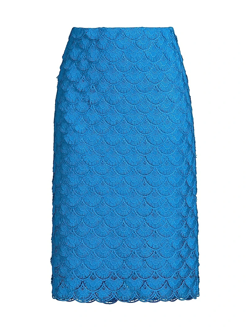 Darby Scalloped Pencil Knee-Length Skirt