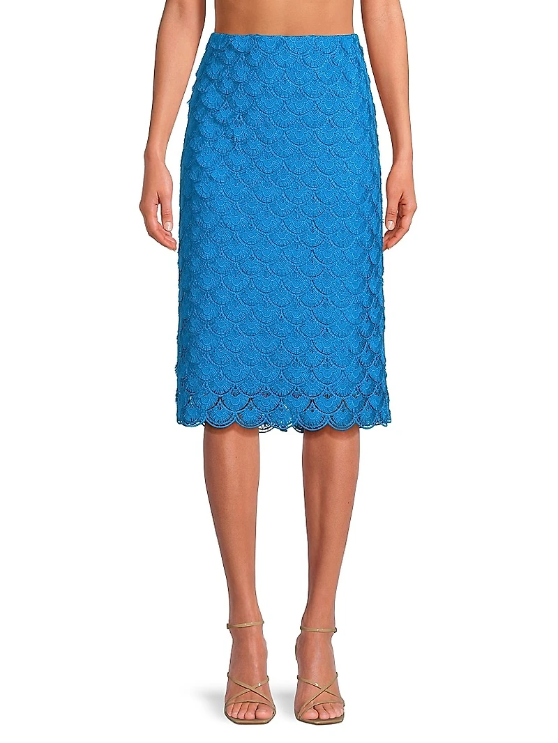 Darby Scalloped Pencil Knee-Length Skirt