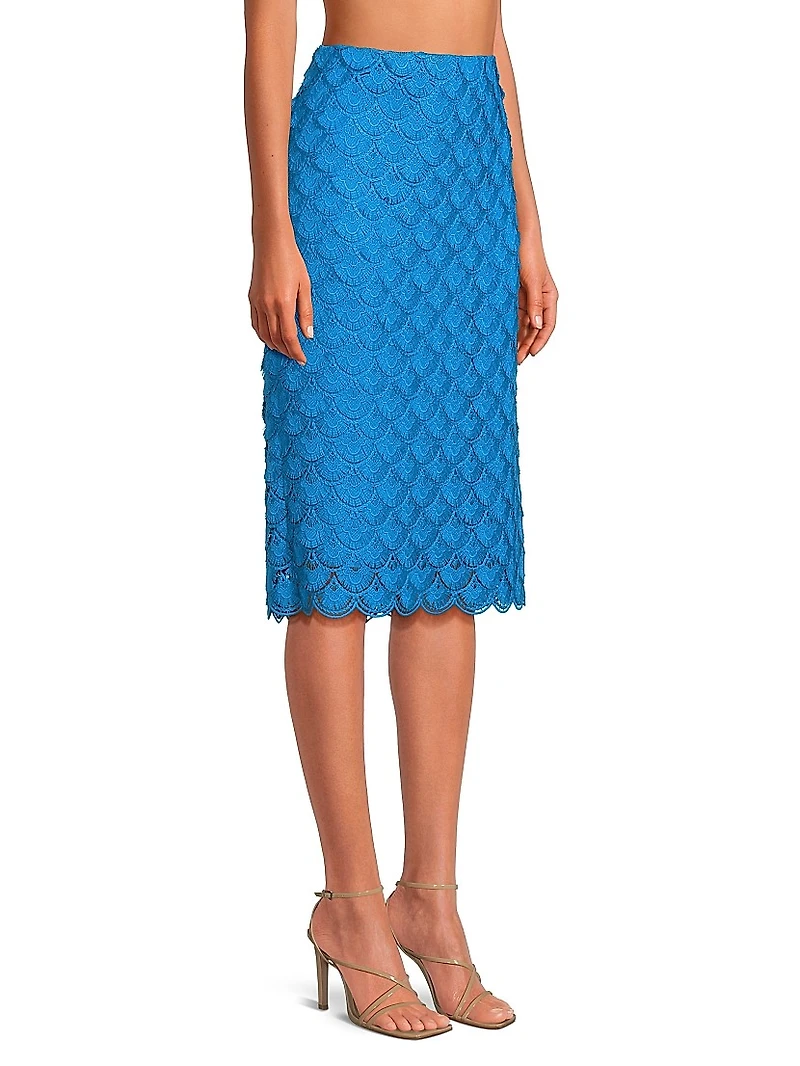 Darby Scalloped Pencil Knee-Length Skirt
