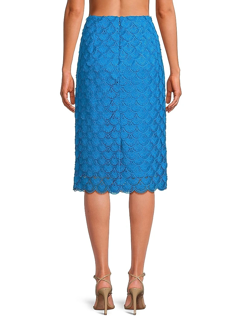 Darby Scalloped Pencil Knee-Length Skirt